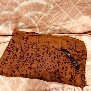 Patricia Nash Brown Map Print Scarf